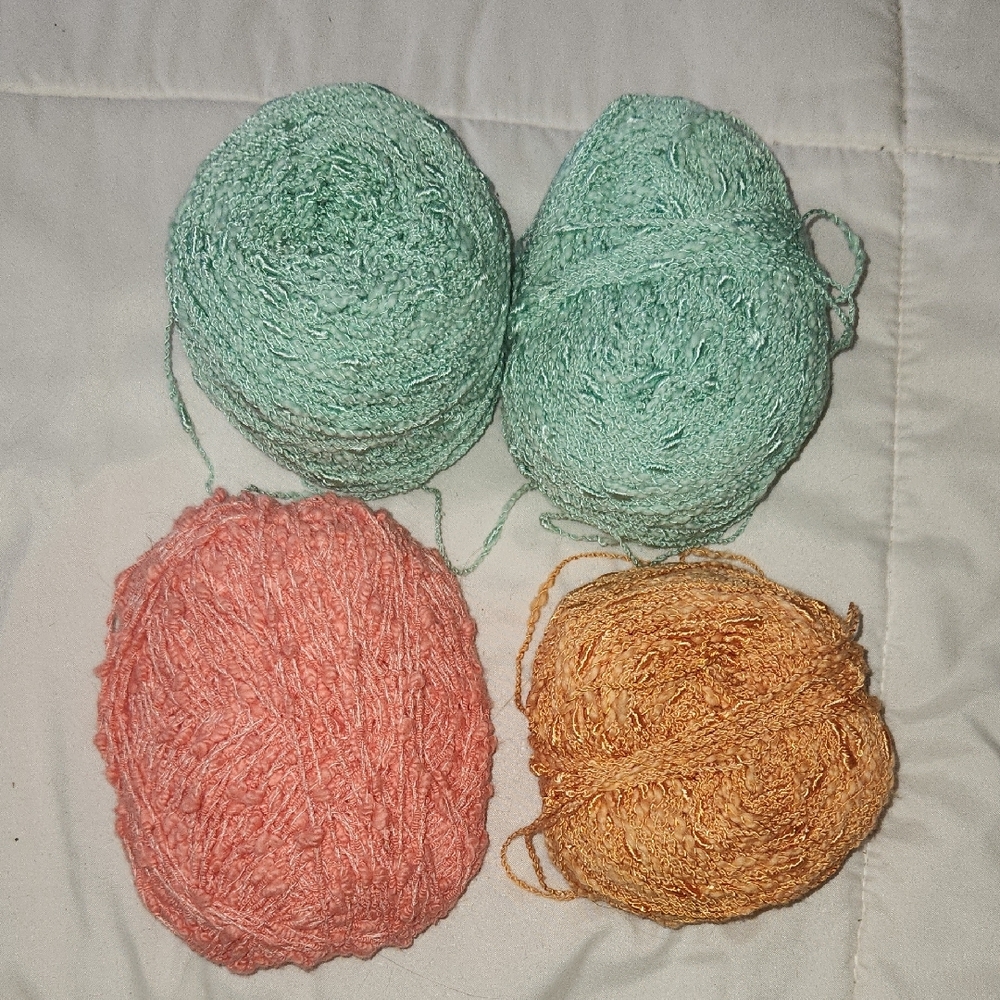 Colorful Yarn Set - Mint,‎ Coral, and Orange